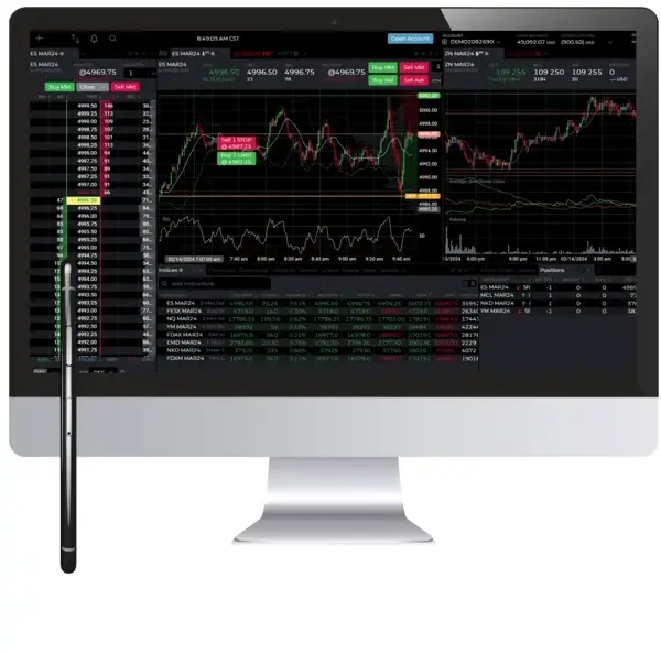 NinjaTrader trading platform on desktop and mobile